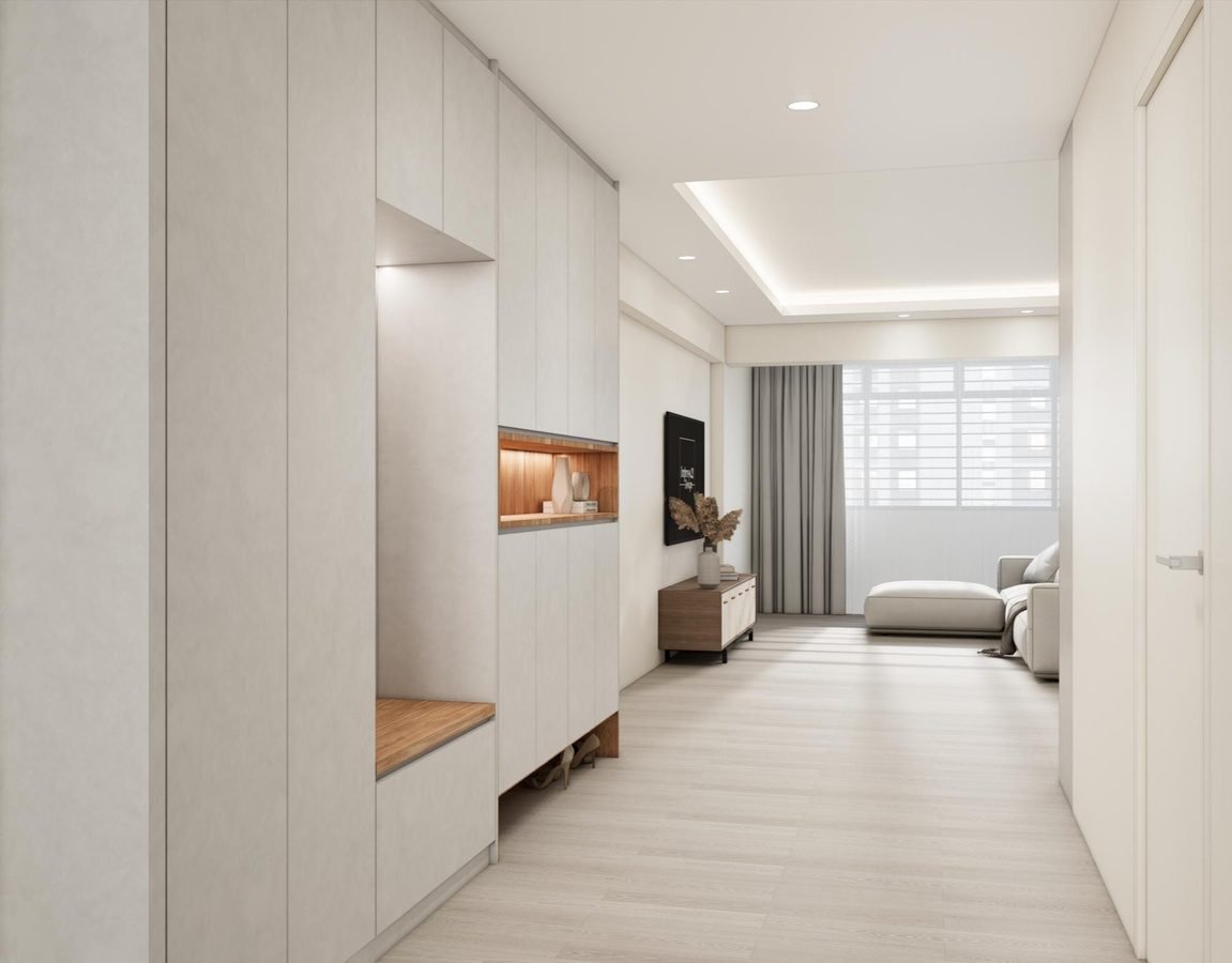 Minimalist cream interior, 647 Woodland, Singapore